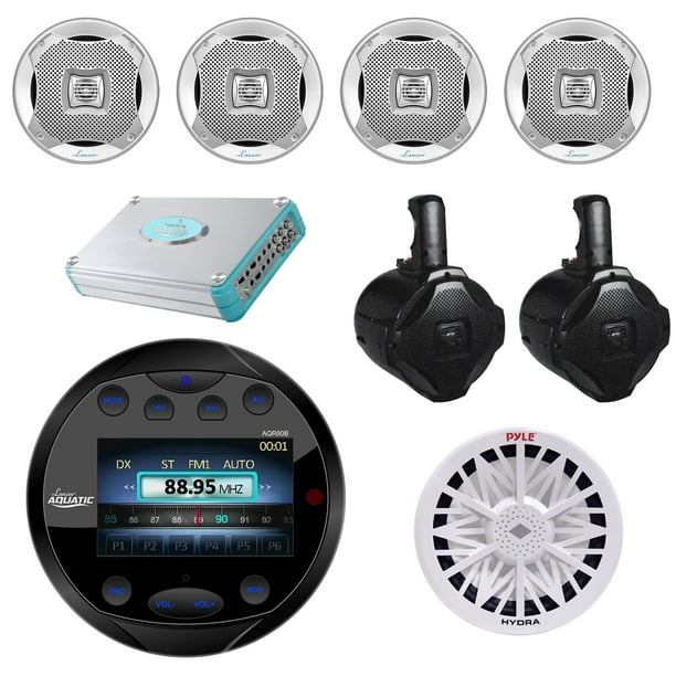 Lanzar Round Aquatic Waterproof Marine Stereo Boat In Dash Radio