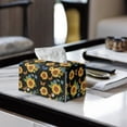 thumbnail image 2 of ZUXONGSY Sunflower Tissue Box Cover Butterfly PU Leather Rectangular Tissue Box with Buttons Wear Resistant Leather Tissue Box Cover Stylish Tissue Box Cover for Car Home Bathroom, 2 of 7