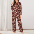 thumbnail image 2 of Yiaed record Skull rock Print Pajamas Women's Long Sleeve Sleepwear Soft Button Down Loungewear Pjs Lounge Set Nightwear Womens Pajama Pants-XX-Large, 2 of 7