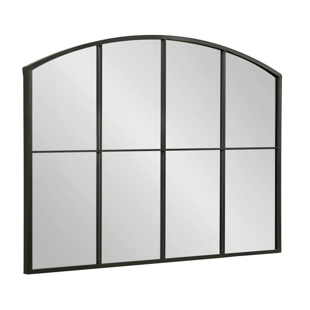 Kate and Laurel Forsyth Transitional Wide Arched Windowpane Wall Mirror, 36 x 28, Black, Decorative Traditional Window Mirror with 8 Individual Panes for Stylish Home Decor