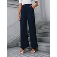 thumbnail image 6 of Wide Leg Stretchy Work Pants Women Pull on Dress Pants High Waisted Business Casual Trousers Slacks Dark Blue S, 6 of 9