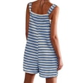 thumbnail image 5 of Women Summer Casual Sleeveless Romper Loose Striped Tied Shorts Overalls Jumpsuit with Pockets, 5 of 5