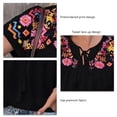 thumbnail image 4 of Blusa bordada de manga corta Ticfox mujer con borlas Vintage negro M, 4 of 5
