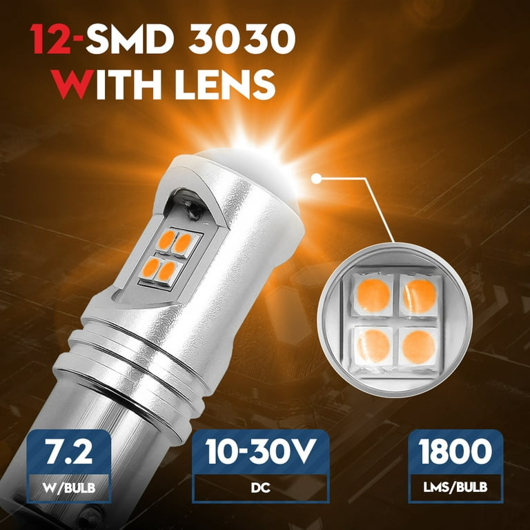 VEHICODE PY21W 12496 7507 LED Bulb Amber Automotive Turn Signal Blinker  Brake Light BAU15S Base Vehicle Miniature Lamp (2 Pack) 