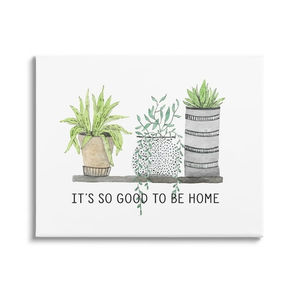 Stupell Industries Good To Be Home House Plants Various Planters Graphic Art Gallery Wrapped Canvas Print Wall Art, Design by Lettered and Lined
