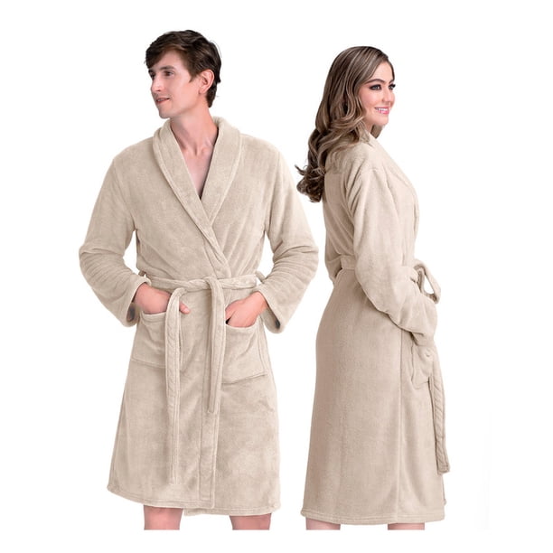 Bata de Baño Suave, Absorbente y de Secado Rápido, Unisex Real Textil (Beige, Unitalla)