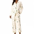 thumbnail image 4 of VISALY Womens Pajama Sets Soft Sleepwear Flower Print Button Down Pajamas Loose Plus Size Home Clothes Casual Cotton Shirts Long Sleeved Pajamas Two Piece Set Hot Pink Xxl, 4 of 4