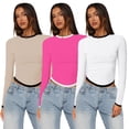 thumbnail image 3 of AJZIOJIRO Women Summer Casual Cotton Shirt Tops Long Sleeve Slim T-Shirt XS-XL, 3 of 9