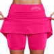 thumbnail image 1 of Falda culotte de talle medio para mujer: cintura elástica, bolsillos laterales, diseño fluido en capas, falda estampada informal para el verano., 1 of 6