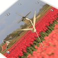 thumbnail image 3 of 3dRose, Het Zand, North Holland, Netherlands. Tulip fields and windmill., 15x15 Wall Clock, 3 of 8