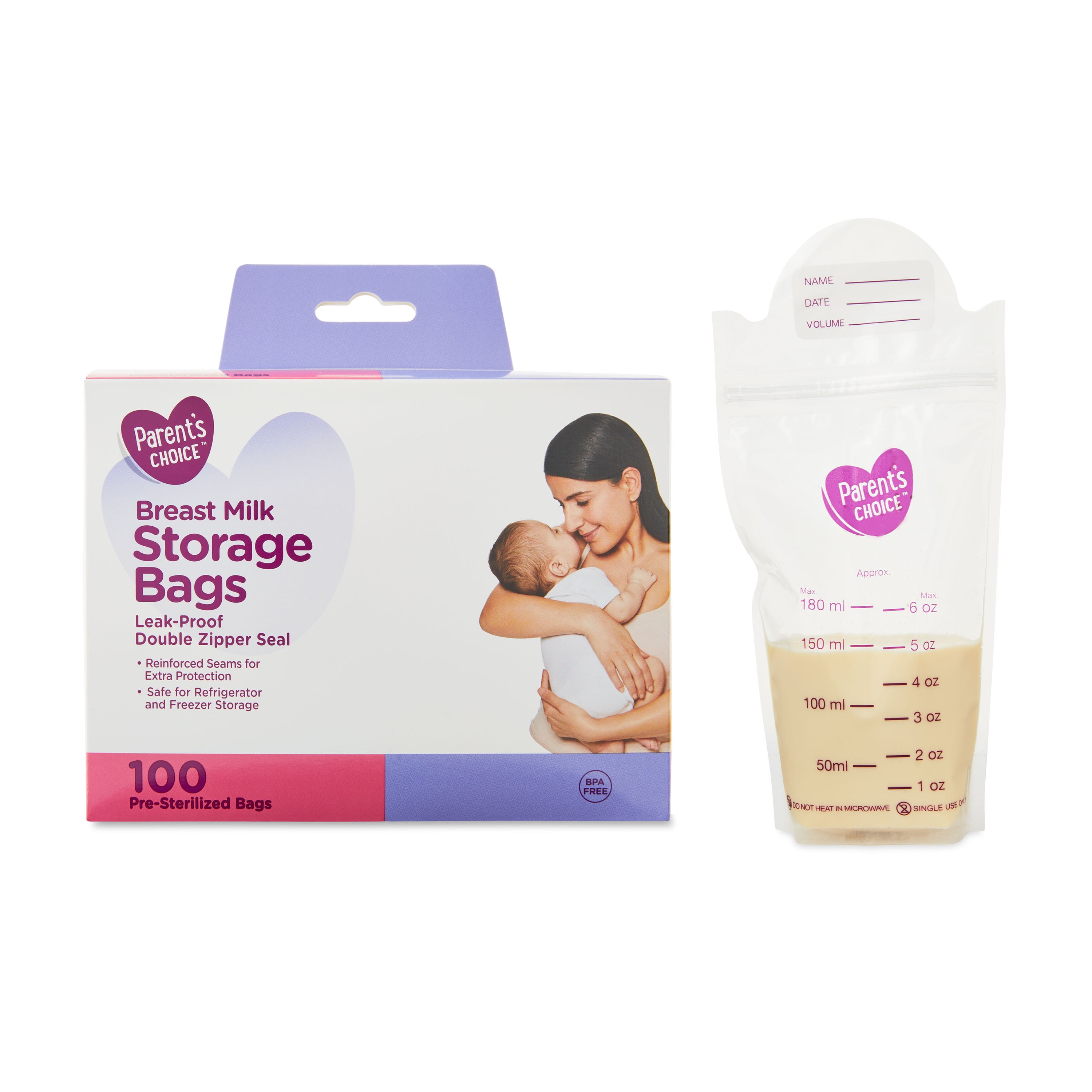 Parent's Choice Breast Milk Storage Bag, 100 Count