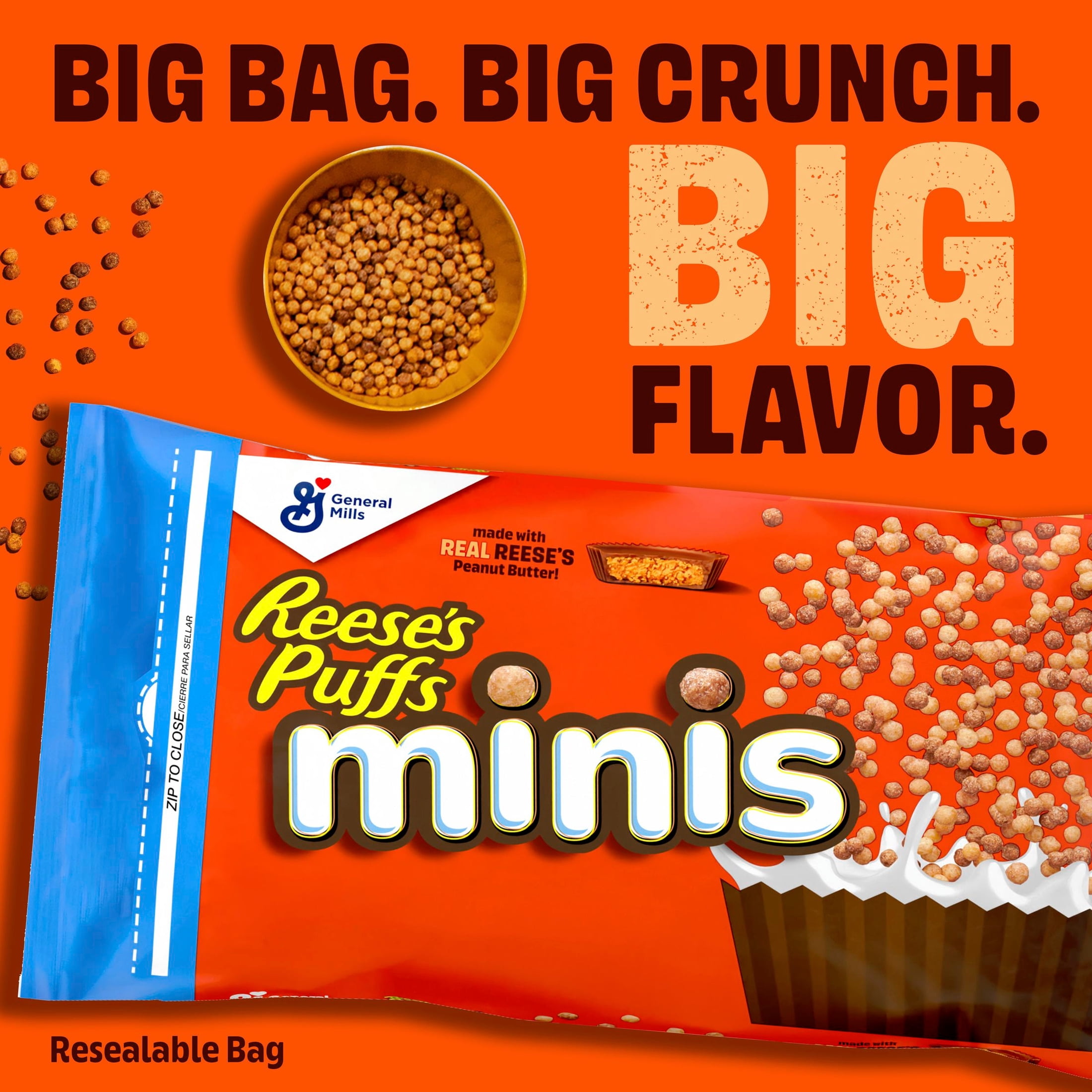 Reese's Puffs Minis, Chocolate Peanut Butter Cereal, 35 oz Bag Cereal