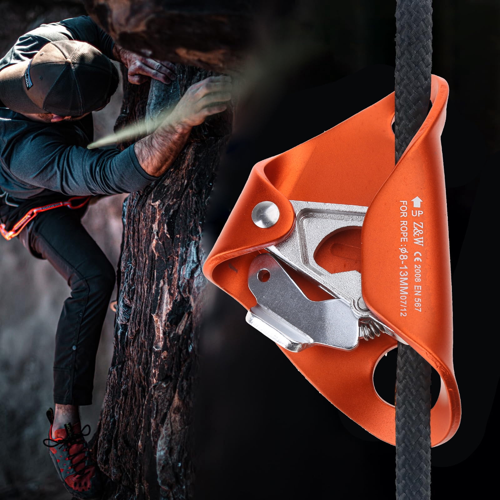 Rock Climbing Chest Ascender Abdominal Risers Rope Clamp Climbing Gear Arborist Climbing Rappelling Equip