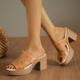 thumbnail image 2 of Platform Crisscross Strap Chunky Heels Sandals for Women Women's Fashion Casual Summer Style Solid Color One-Line Comfortable Open Toe High Heel Thick Heel Shoes, 2 of 6