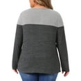 thumbnail image 3 of Blusa de mujer de talla grande Agnes Orinda, de punto, con cuello redondo, de manga larga, casual, suelta, en bloque de color 4X gris oscuro, 3 of 6