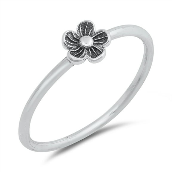 Oxidized Daisy Flower Dainty Ring .925 Sterling Silver Band Jewelry Female Male Unisex Size 10
