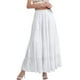 thumbnail image 1 of Falda larga fluida de gasa blanca para mujer: falda boho de verano con cintura elástica y pliegues en línea A, tejido de poliéster, tallas S-XXL, 1 of 4
