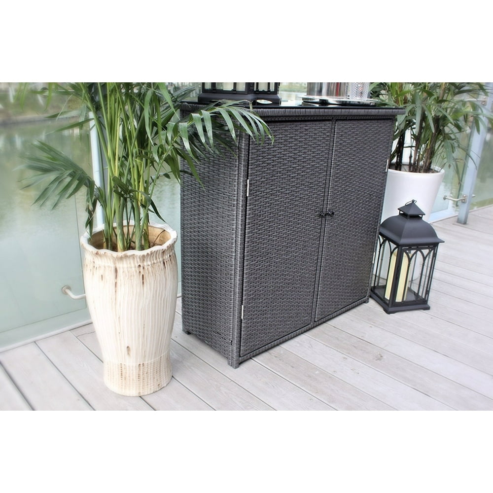 Indoor/Outdoor Wicker and Rust Proof Aluminum Serving Bar / Buffet