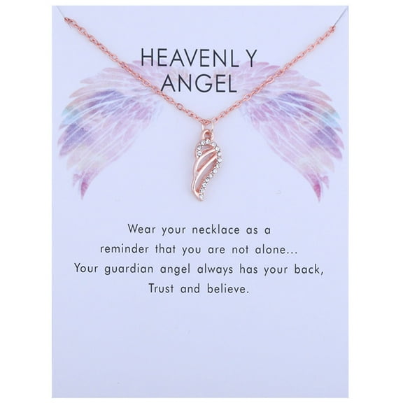 Zircon Wing Hollow Peach Heart Clavicle Necklace - Alloy Card Pendant with Gold/Silver/Rose Options, Elegant Gift