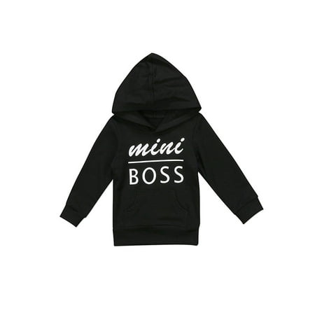 

Toddler Baby Boy Girl Mini Boss Hoodie Tops Casual with Pocket Outdoor Outfit Hooded Jacket