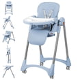 thumbnail image 2 of Bebbly Silla Alta para Bebé Ajustable con Charola y Respaldo Reclinable Altura Regulable en 6 Niveles Silla de Comer con Arnés de Seguridad y Ruedas, Alimentación y Juego 6 meses a 3 años (Azul), 2 of 10