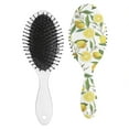 thumbnail image 2 of Hair Brush Yellow Lemon Cushion Base Hair Brushes Touch Paddle Oval Hairbrush, 2 of 7