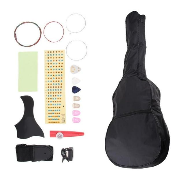 38inch Acoustic Guitar Accessory Pack Storage Bag Strap Picks Pickguard Fretboard Stickers Strings Tuner