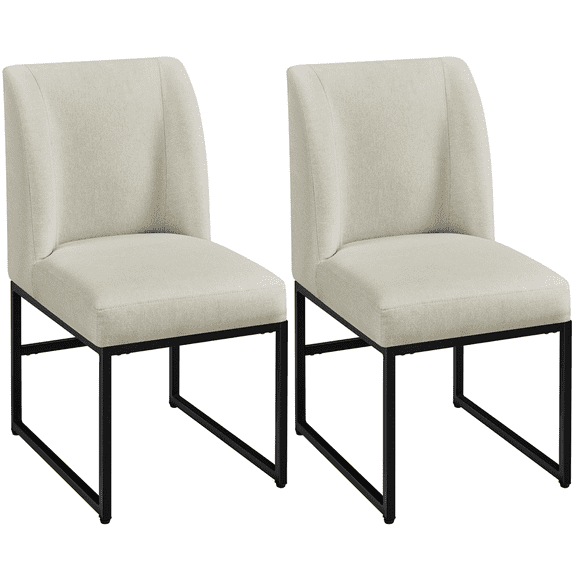 Alden Design 2pcs Modern Upholstered Fabric Dining Chairs for Dining Room, Beige