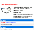 thumbnail image 2 of Turn Signal Switch - Compatible with 1984 - 1986 Chevy K5 Blazer 1985, 2 of 3