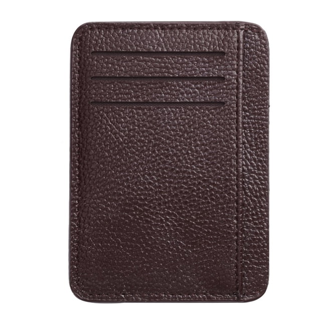 Retro Women Men PU Litchee Pattern Solid Color Card Case Mini Purse (Black)