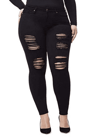 plus size stretch distressed jeans