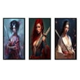 thumbnail image 2 of Designart "Cyberpunk Samurai Warrior III" Japon Woman Framed Wall Art Set Of 3 - White Woman Japon Frame Gallery Set For Office Decor, 2 of 7