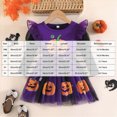 thumbnail image 3 of WXFAZCVU Halloween Girl Dress Flying Sleeve Pumpkin Print Tutu Dress for Holiday Party Size 2-3 Years, 3 of 4