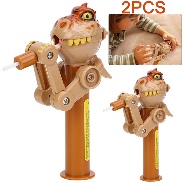 2 Uds Dinosaurio Piruleta Soporte Robot Hierba Gatera Caja Almacenamiento para () Amarillo