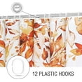 thumbnail image 5 of Extra Long Shower Curtain 72 x 84, Orange Floral Shower Curtain for Bathroom, Fall Watercolor Plant Eucalyptus Leaves Fabric Shower Curtain Set with Hooks, 5 of 6