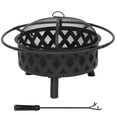 thumbnail image 1 of Sunnydaze Crossweave Heavy-Duty Steel Outdoor Fire Pit with Spark Screen, Poker, Grill, and Cover - 30-Inch Round - Black, 1 of 10