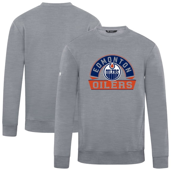 Men's Levelwear Gray Edmonton Oilers Zane Banner Arch Pullover Sweatshirt