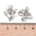 thumbnail image 3 of 10pairs Brass Micro Pave Cubic Zirconia Stud Earring Findings Cadmium Free & Nickel Free & Lead Free Flower Real Platinum Plated 20x19mm Hole: 1mm Pin: 0.8mm, 3 of 3