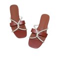 thumbnail image 4 of Summer New Plus Size Sandalias de mujer y pantuflas planas con diamantes de imitación Wmkox8yii shjk5705, 4 of 7