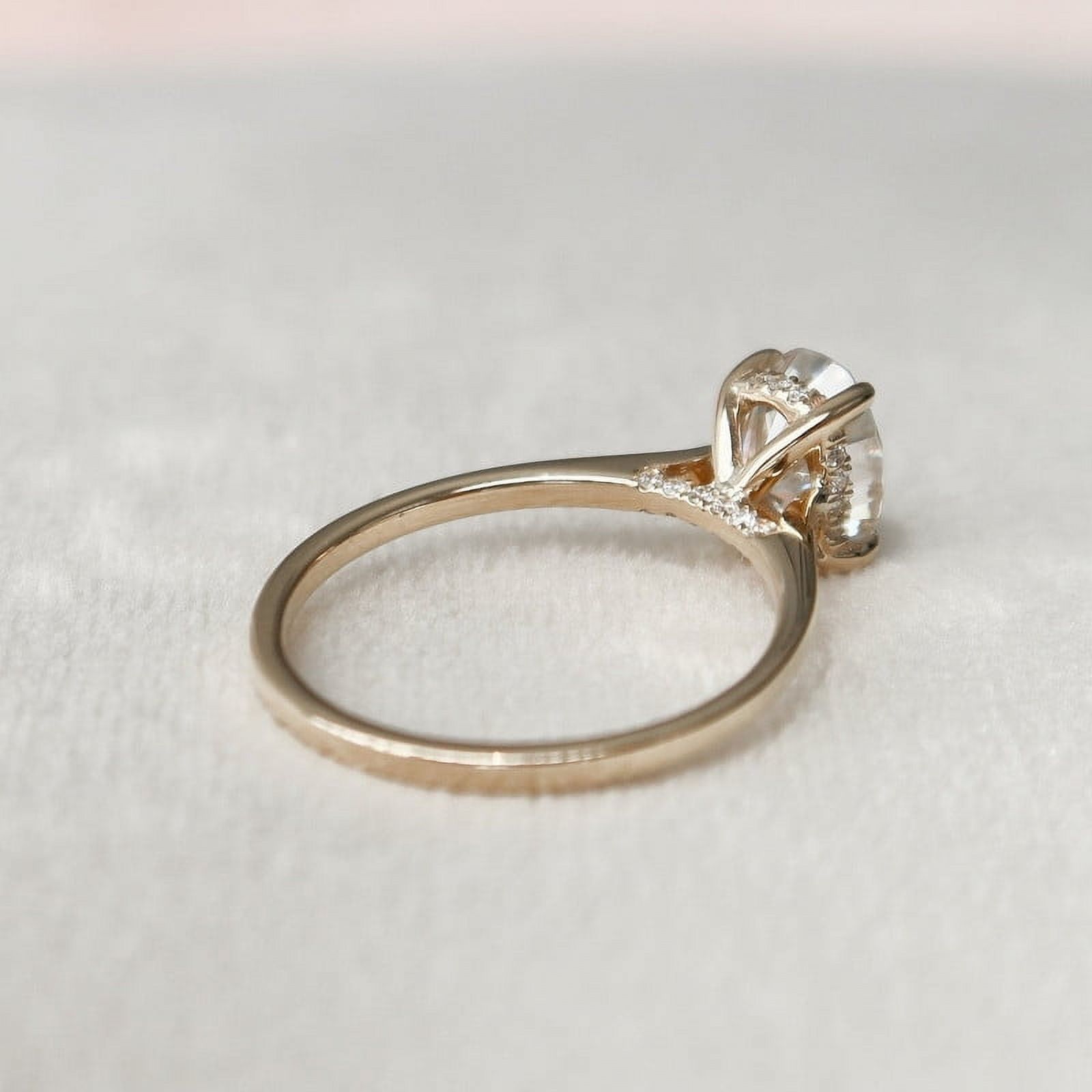 SOLITAIRE JEWELS 0.90CT Oval Cut Moissanite Hidden Halo Engagement Solitaire Ring for Women 14k Yellow Gold, 14k Yellow Gold Solitaire Ring