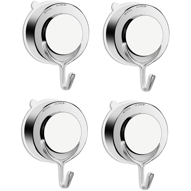 Juego de 4 ganchos con ventosa para baño, inodoro, cocina y duchas eléctricas, acero inoxidable.