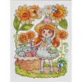 thumbnail image 3 of Hilo de bordar, algodón ecológico completo, 11CT, estampado de niña, obra de arte de punto de cruz, 55*70cm, 3 of 8