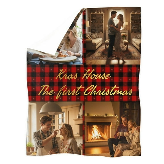 Lunxisen 2 Pcs Backed Custom Photo Fleece Blanket Photo Collage Cozy Warmth, High-Definition Personalized Photo Front for Vibrant, Lasting Comfort.(114*152cm)