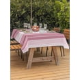thumbnail image 4 of 52x70 Inch Outdoor Tablecloth with Umbrella Hole Zipper Rectangle Pink Ombre Stripe Rectangular Tablecloths Outside Waterproof Farmhouse Simple Striped Patio Table Cloth Cover for Picnic Party, 4 of 8