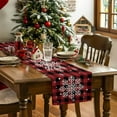 thumbnail image 5 of Christmas Red and Black Checkered Table Runner-Cotton Linen- 72 Inch Holiday Dresser Scarves, Winter Snowflake Tablerunner for Kitchen Coffee/Dining Bedroom Home Living Room Dinner Scarf Décor 13x72, 5 of 7