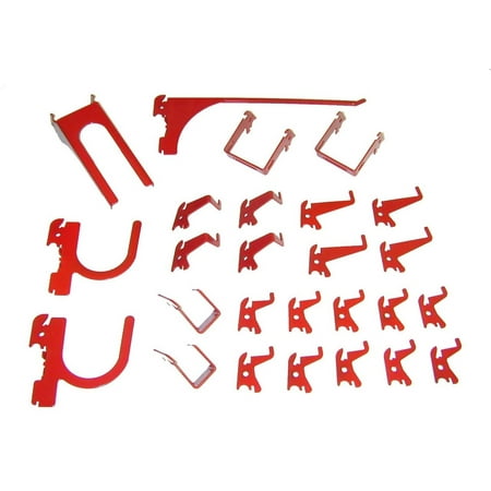 Slotted Metal Pegboard Deluxe Hook Kit for Wall Control Metal Pegboard and Slotted Tool Board Only - Red Toolboard Hooks