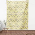 thumbnail image 3 of Retro Fabric by the Yard, Pastel Ornamental Bicycles with Colorful Wheels in Repetitive Pattern, Decorative Upholstery Fabric for Sofas and Home Accents, Pale Yellow Multicolor by Ambesonne, 3 of 4