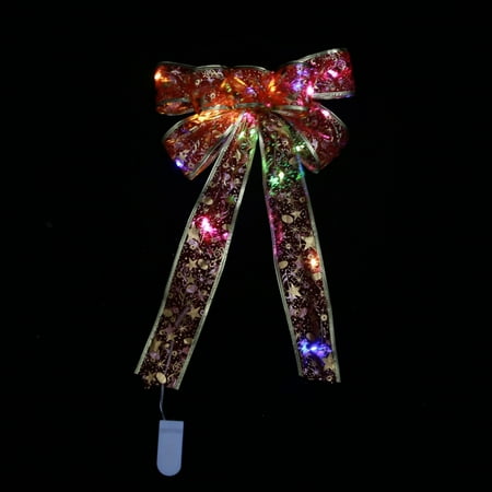

Glowing Christmas Transparent Bow Hanging Pendant Light Up Bow Hanging Ornaments String Lamp for Christmas Tree and Garden