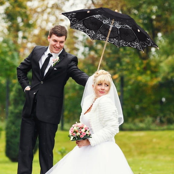 HONMEET 1Set Lace Umbrella Vintage Decorative for Wedding Photography and Childrens Dance Props 11.8x11.8x21in