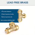 thumbnail image 5 of 1/2 Pushfit Tee10 Pack PEX Brass Push-fit Tee with 1 Pack Disconnect Clip Push-to-Connect Plumbing Fittings for PEX Copper CPVC PF118-10Pack, 5 of 8